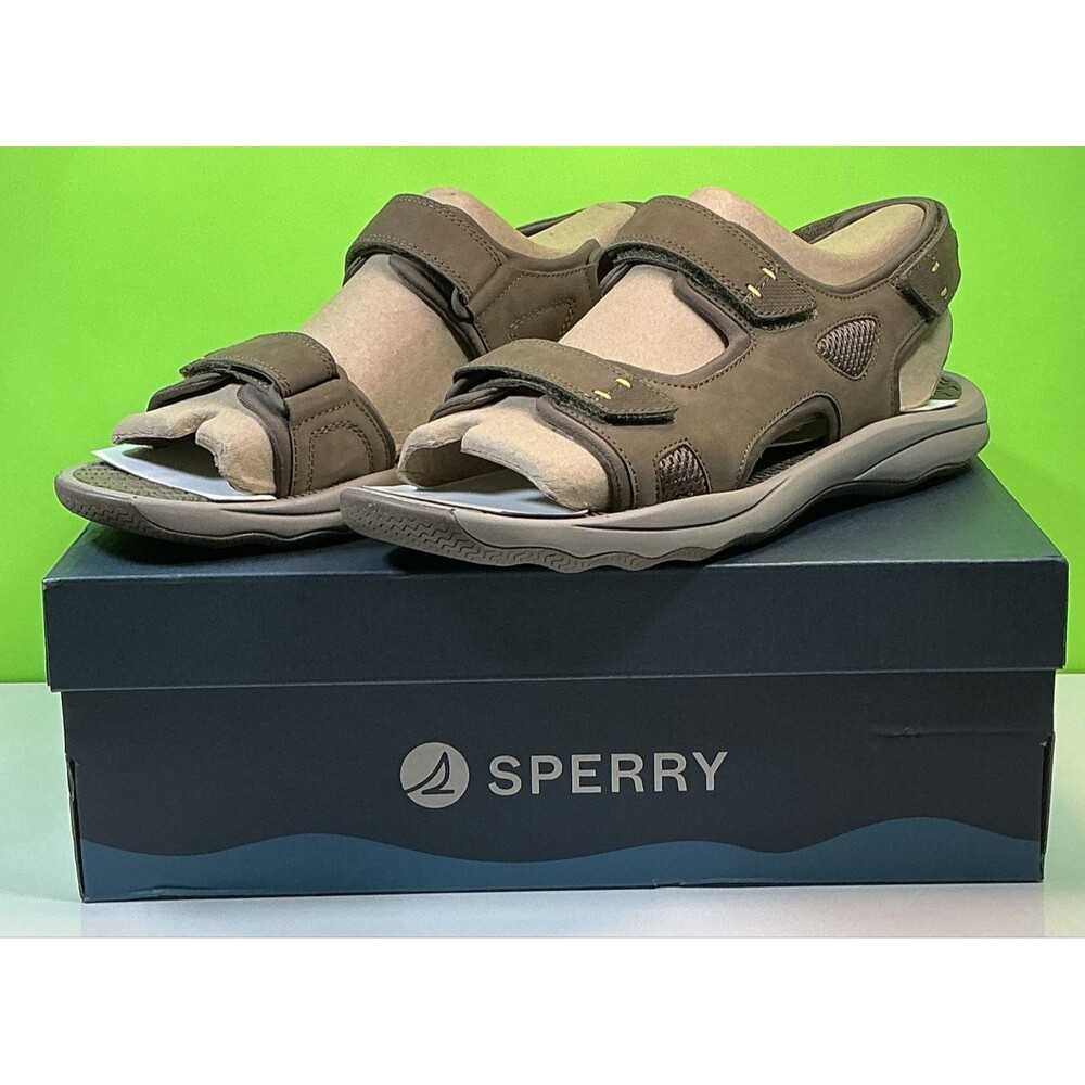 Sperry Mens Deltona Strap Sandals NIB Leather Size 11.5 Olive Boat Shoes